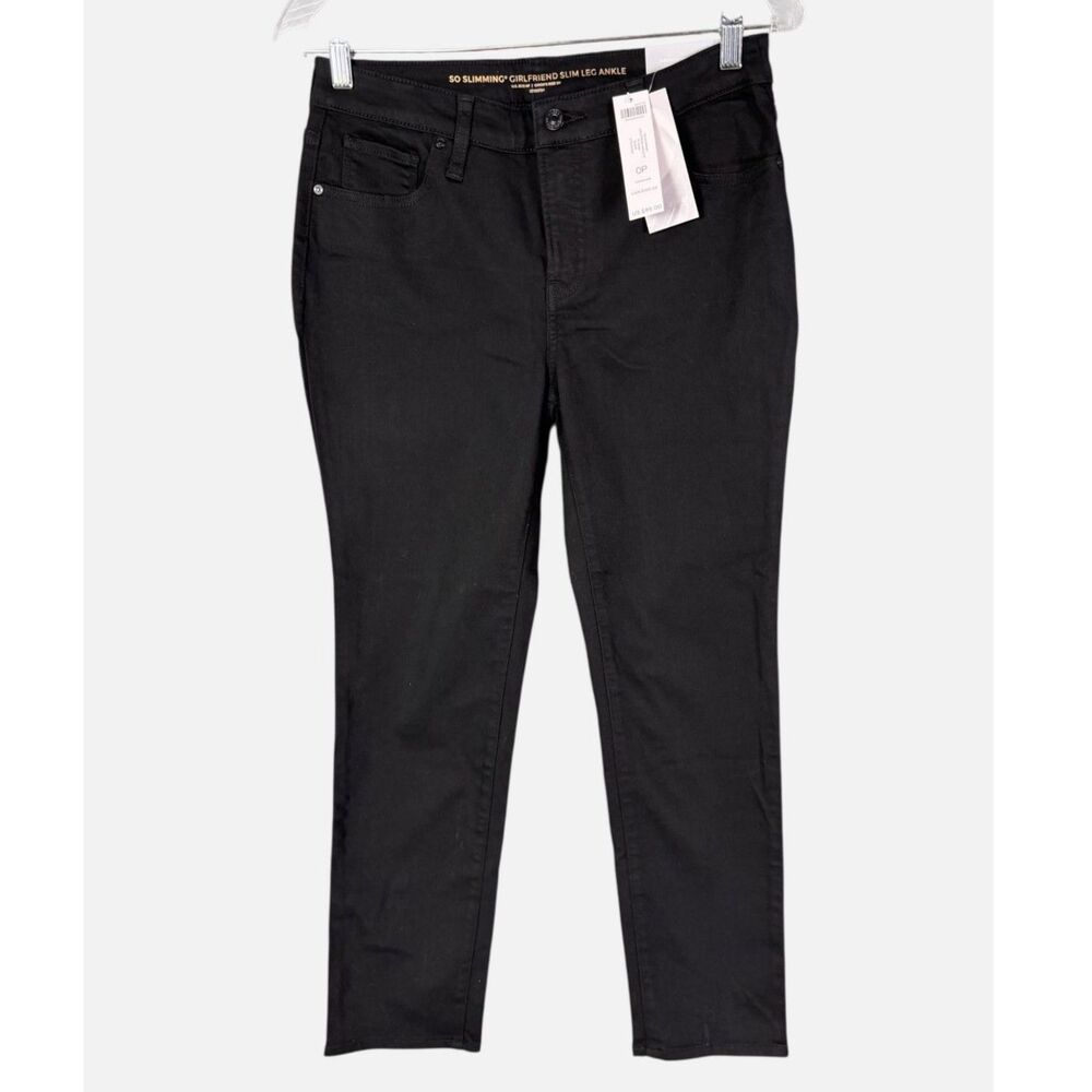 Chico's So Slimming Girlfriend Slim Leg Ankle Jeans Black NWT Size 0P US 4P